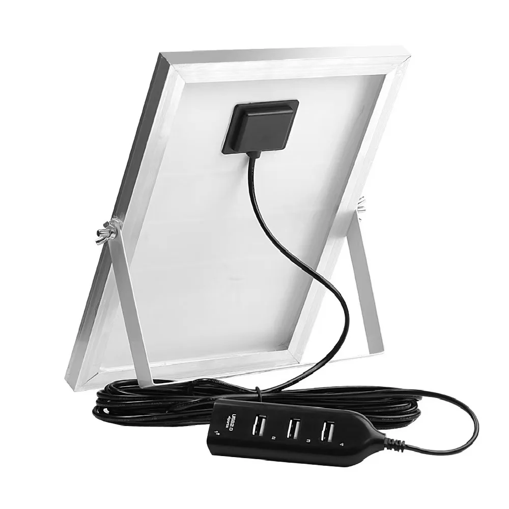 10W 6V Outdoor Portable Solar Panel Charger Waterproof 6.7ft Cord 2-in-1 Micro USB Type-C for Security Camera USB Powered Device