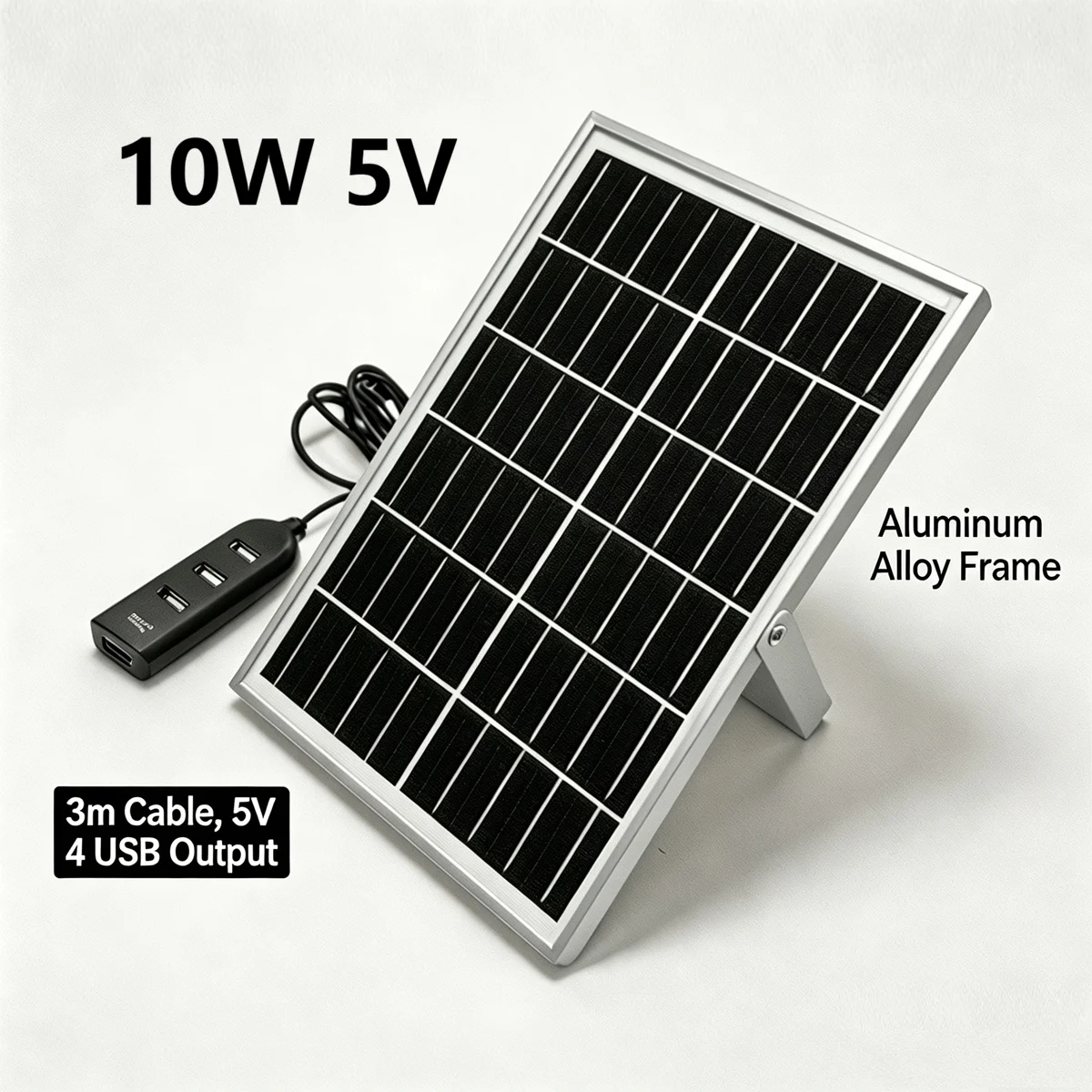 10W 6V Outdoor Portable Solar Panel Charger Waterproof 6.7ft Cord 2-in-1 Micro USB Type-C for Security Camera USB Powered Device