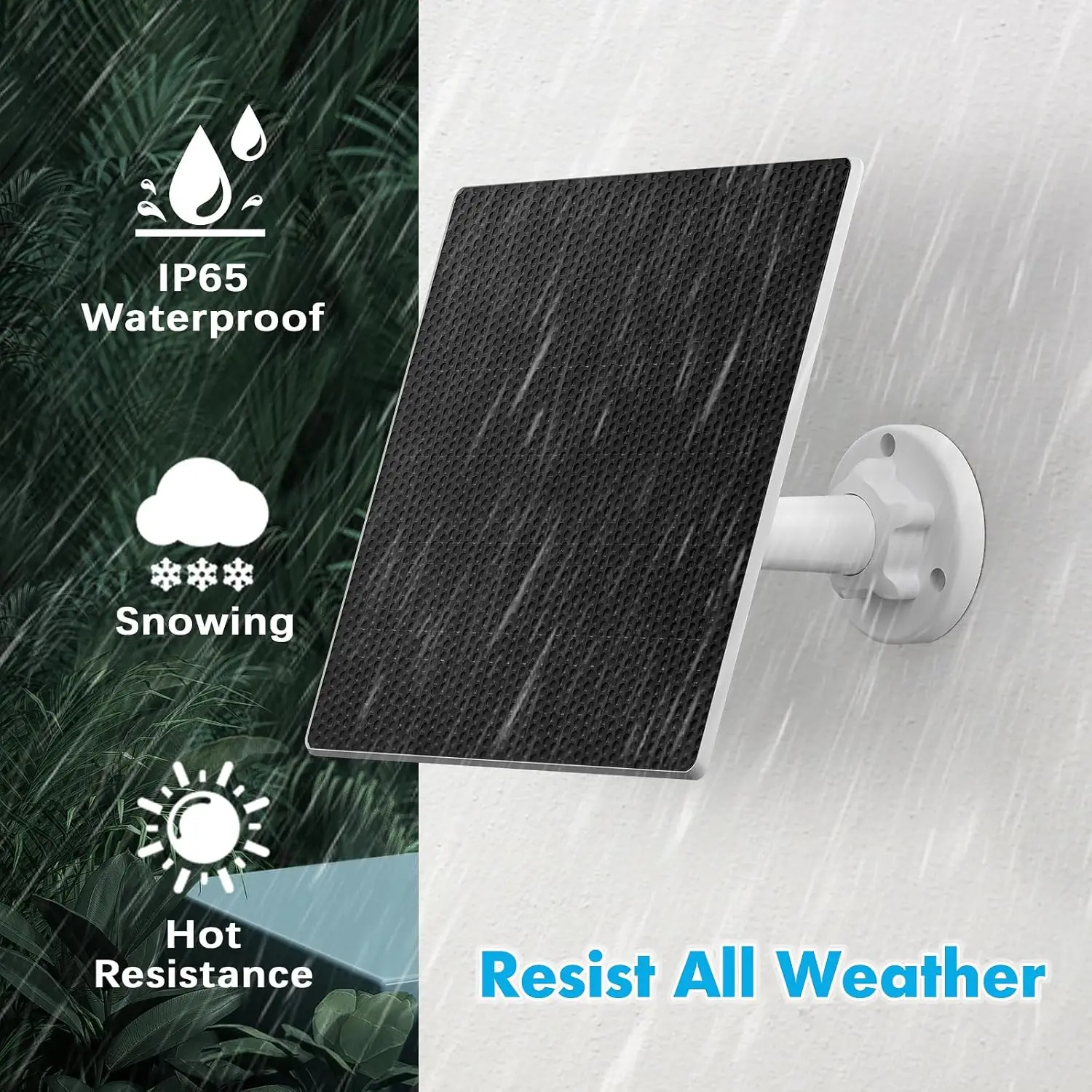 10W 6V Outdoor Portable Solar Panel Charger Waterproof 6.7ft Cord 2-in-1 Micro USB Type-C for Security Camera USB Powered Device