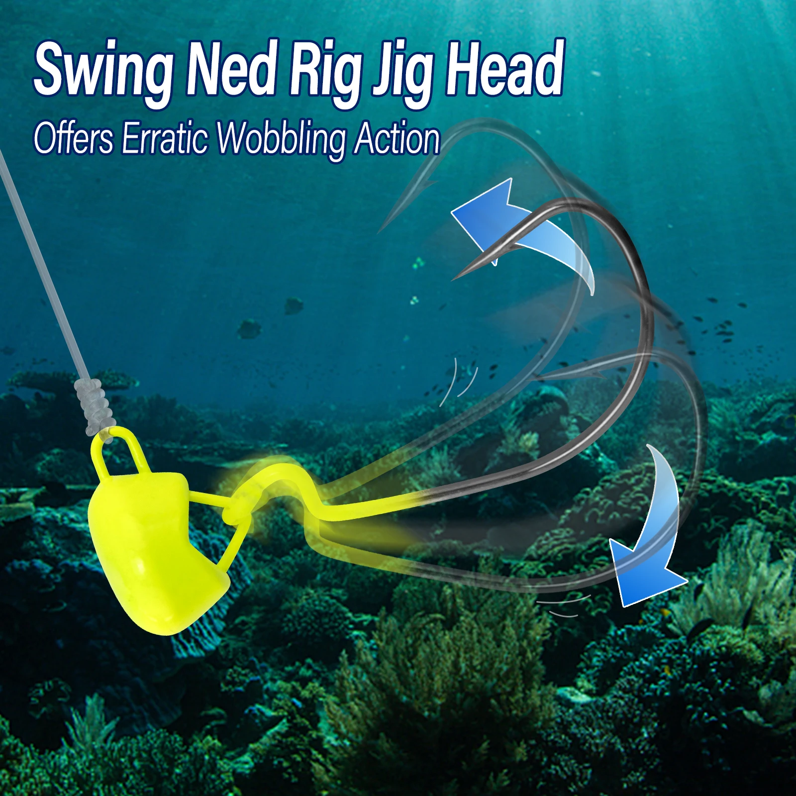 3/5pcs Ned Rig Jig Heads Weedless Swinging Jig Head Hook for Crappie Swimbait EWG Wide Gap Hook Freshwater Bass