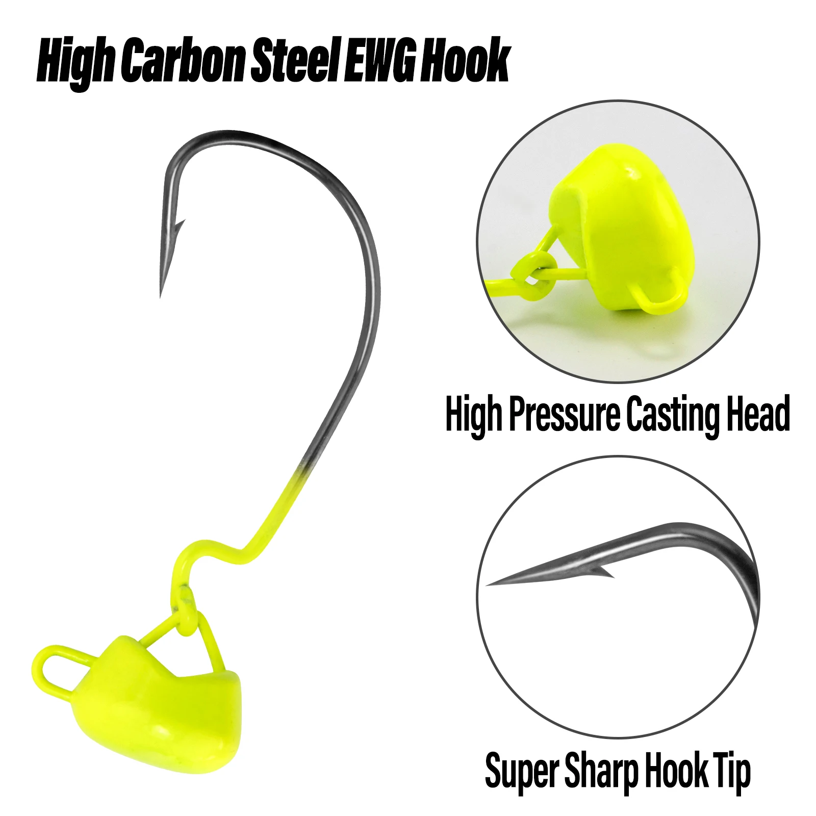 3/5pcs Ned Rig Jig Heads Weedless Swinging Jig Head Hook for Crappie Swimbait EWG Wide Gap Hook Freshwater Bass