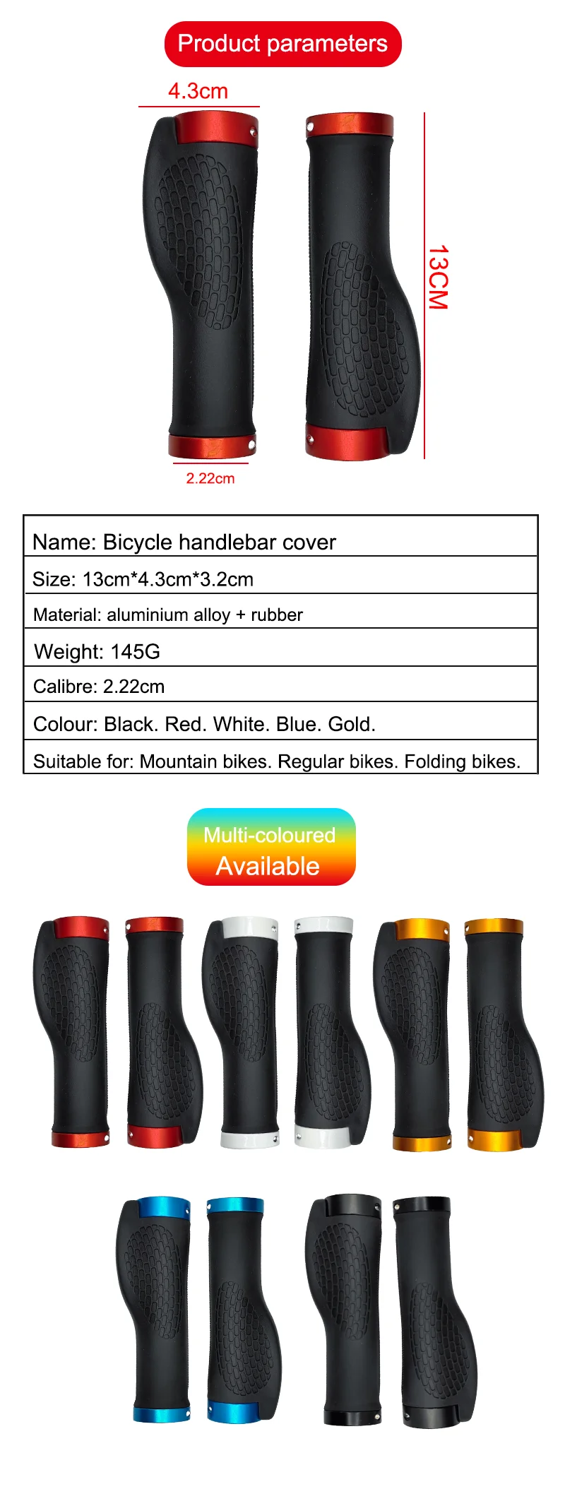 PE Rubber MTB Bike Grips Handlebar Cover Rubber Soft Anti-Skid Bicycle Grip Alloy Lock Bar BMX Handle Cuffs Cycling Accessories