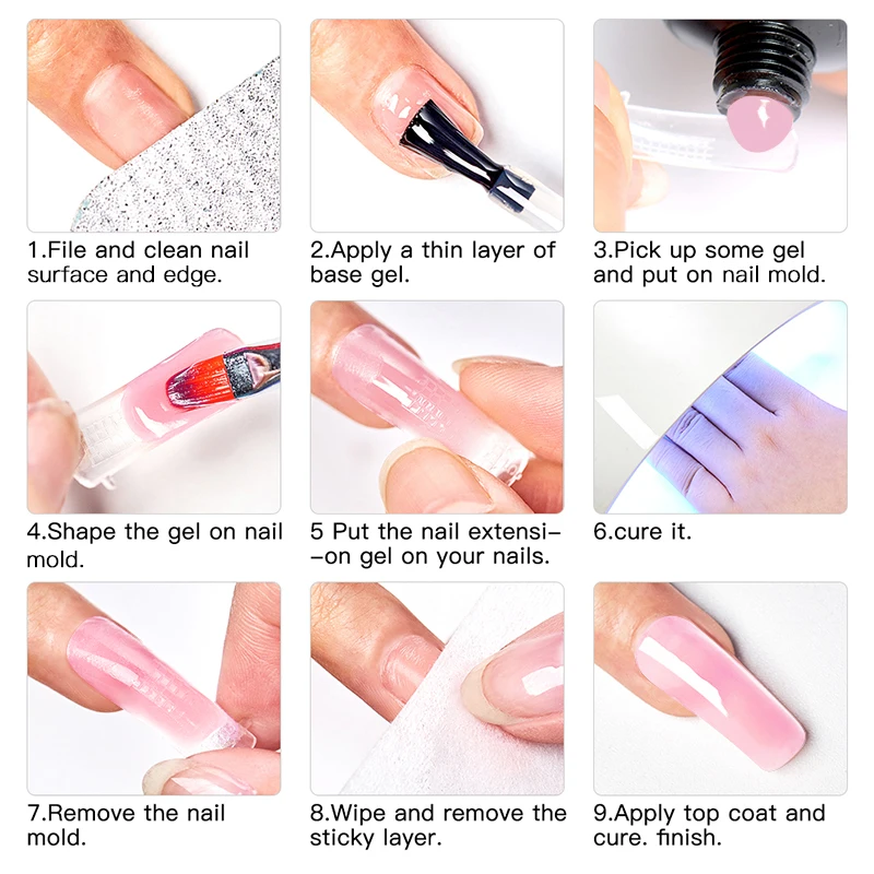 MEET ACROSS 20ml Fluorescent Extension Nail Gel Bright Pink Blue Purple UV Hard Gel Nails Finger Prolong Neon Buliding Gel