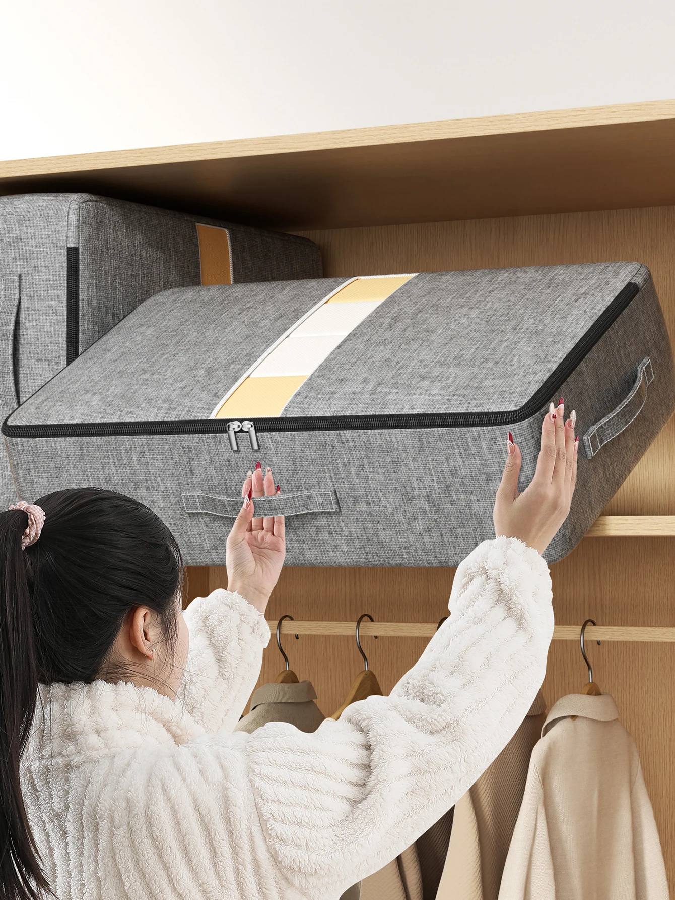 Extra-large capacity underbed clothing storage bag Quilt blanket storage bag Foldable pants coat storage bag Wardrobe organizer