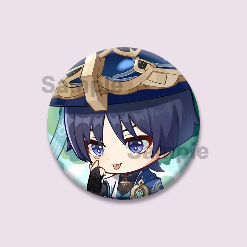 Popular Game Figure Wanderer Badges Genshin Impact Round Brooches Cartoon Cosplay Lapel Pins Backpacks Bag Accessories Fan Gifts
