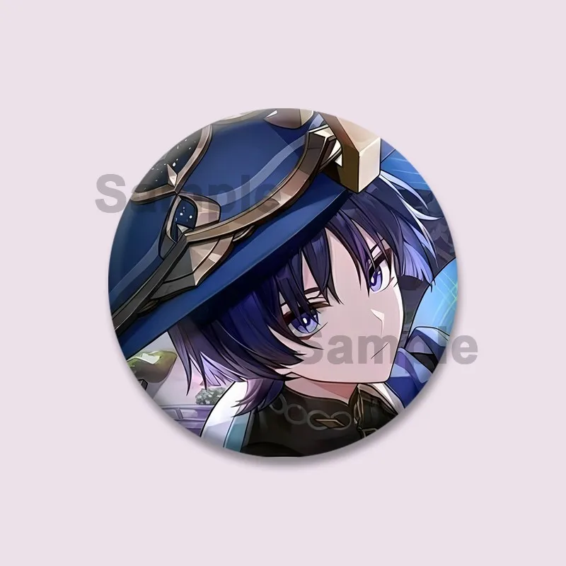 Popular Game Figure Wanderer Badges Genshin Impact Round Brooches Cartoon Cosplay Lapel Pins Backpacks Bag Accessories Fan Gifts