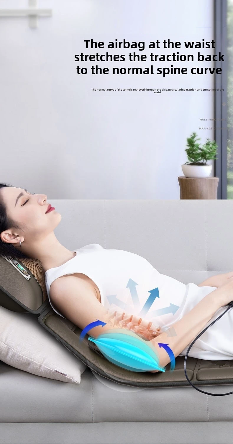 Multifunctional Lumbar Traction Massage Mattress Cushion Full Body Electric Shoulder Neck Waist Back Vibrations Removable Gift