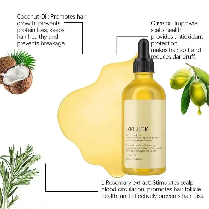 60ml Rosemary Dense Hair Essential Oil Veganic Lavender Repair Hairs Damage Prevent Hair Loss Smooth Hairs Nourish Hair Care Oil
