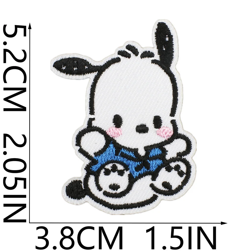 Anime White Dog Patches for Clothing Kawaii Embroidered Patches on Clothes Stickers DIY Ironing Appliques Jacket Jeans Stripes