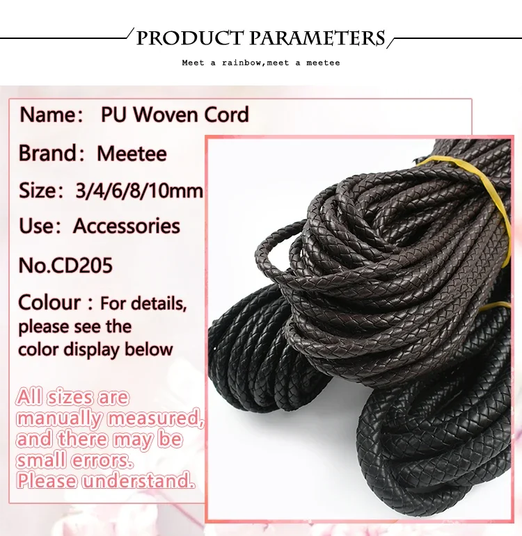 5Meters PU Leather Braided Cord 3-10mm Round Rope DIY Jewelry Making Keychain Bracelet Craft Supplies Black Coffee Macrame