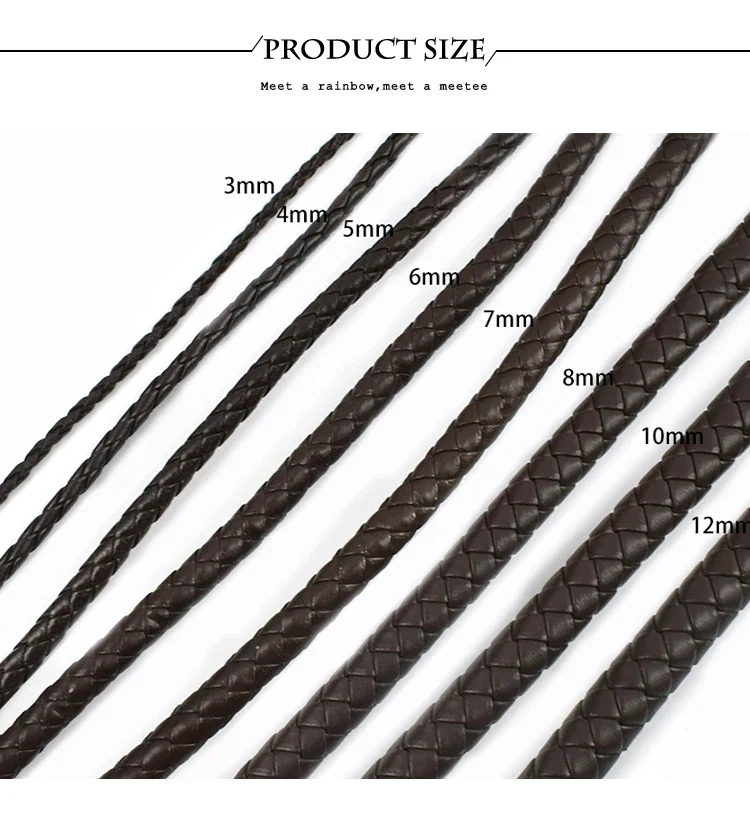 5Meters PU Leather Braided Cord 3-10mm Round Rope DIY Jewelry Making Keychain Bracelet Craft Supplies Black Coffee Macrame