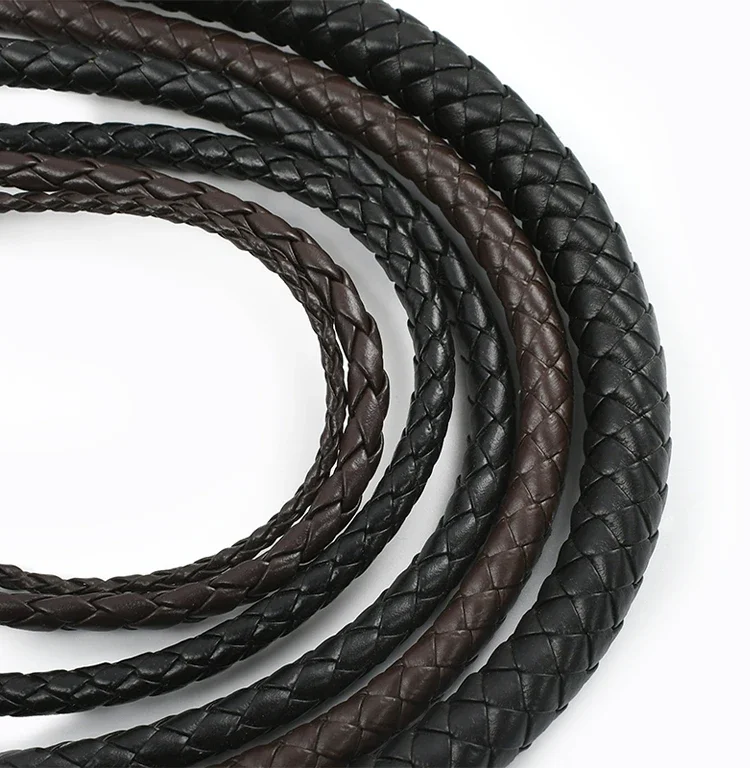 5Meters PU Leather Braided Cord 3-10mm Round Rope DIY Jewelry Making Keychain Bracelet Craft Supplies Black Coffee Macrame