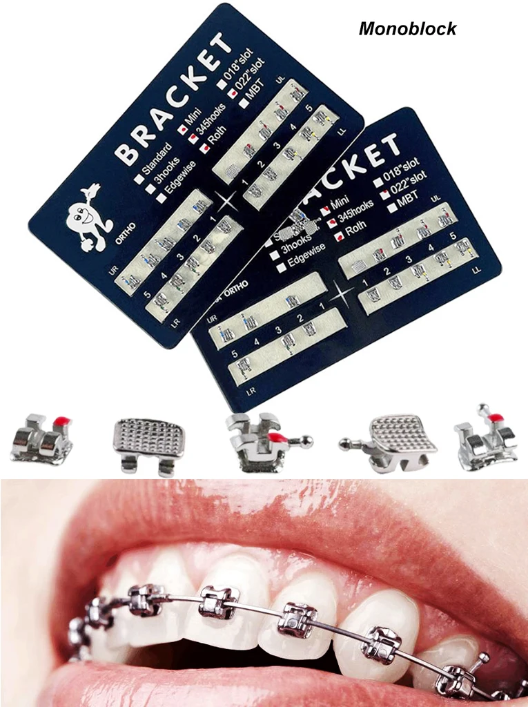 20Pcs/1Pack Dental Orthodontic Brackets Brace Roth/MBT 022 345 Hooks Metal Monoblock Brackets Dentist Treatment Ortho Materials