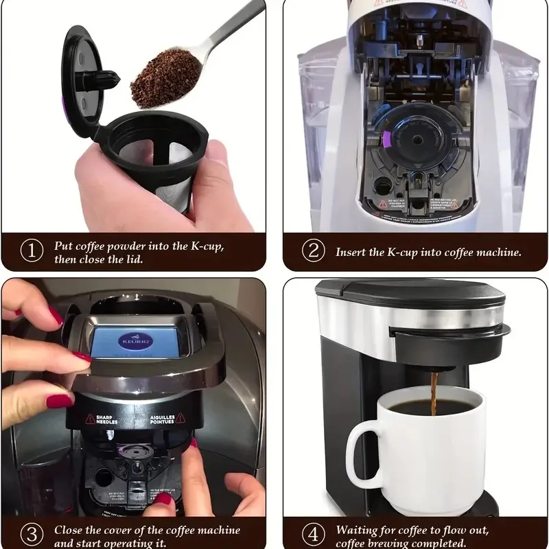 1pcs Reusable K Cups Coffee Filters, Refillable Coffee Pod Capsules With Built-In, Integrated Mesh Strainer For Use With Keurig