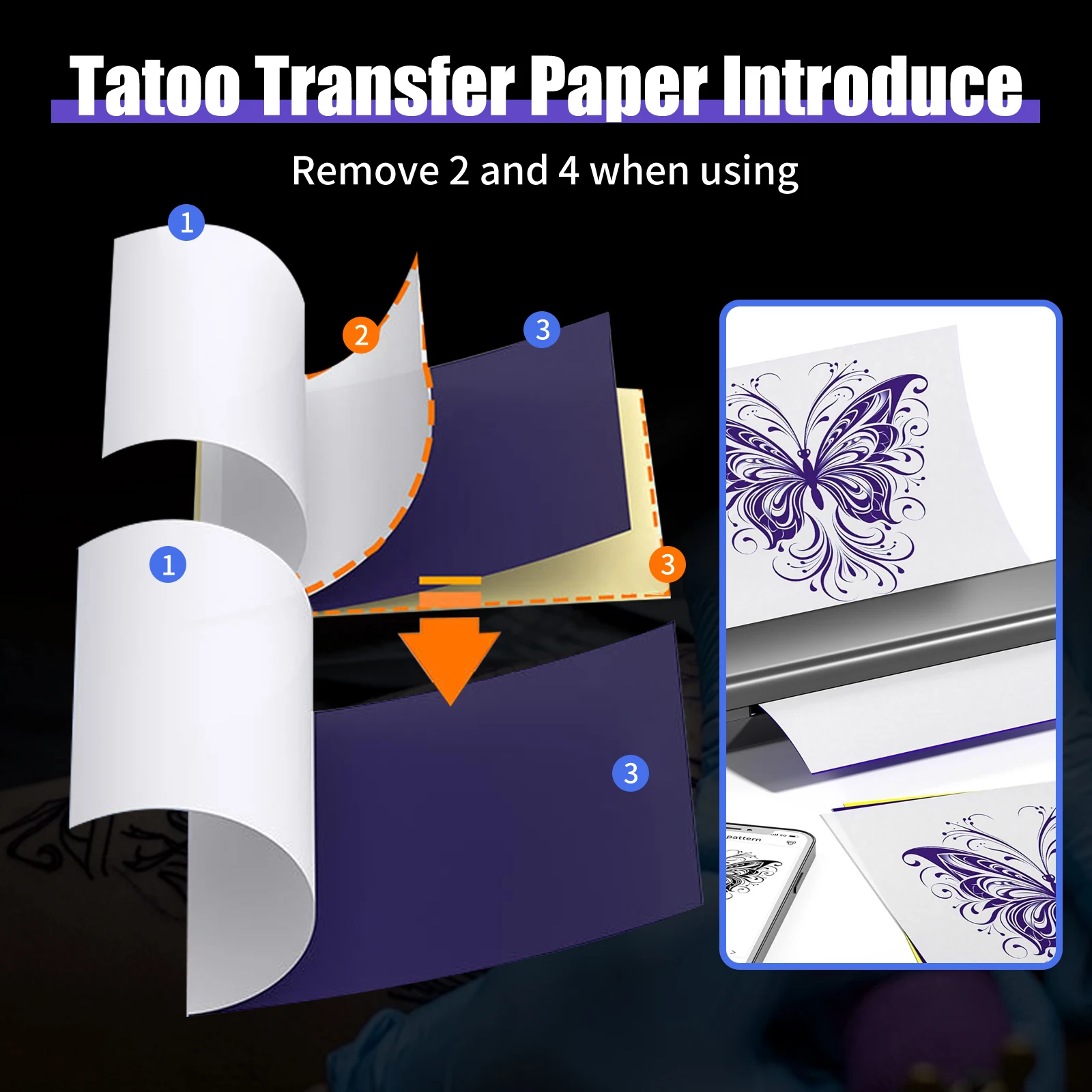 DQFART 10/50/30/100 Sheets A4 Tattoo Transfer Paper Thermal for Stencil Printer & Tattoo Machine - Reusable Stencil Supplies