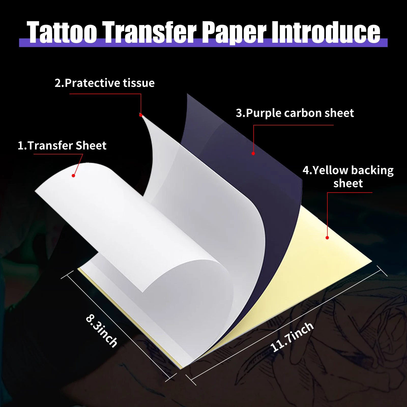 DQFART 10/50/30/100 Sheets A4 Tattoo Transfer Paper Thermal for Stencil Printer & Tattoo Machine - Reusable Stencil Supplies