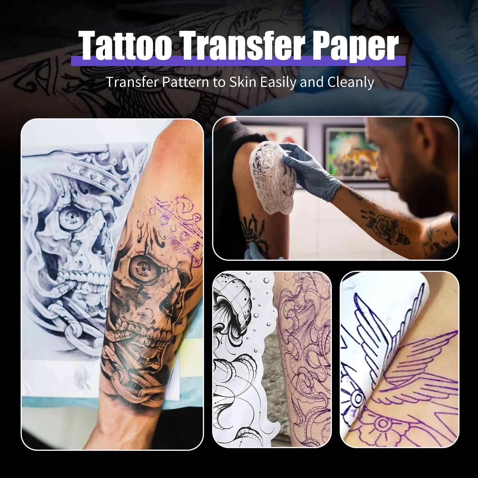 DQFART 10/50/30/100 Sheets A4 Tattoo Transfer Paper Thermal for Stencil Printer & Tattoo Machine - Reusable Stencil Supplies