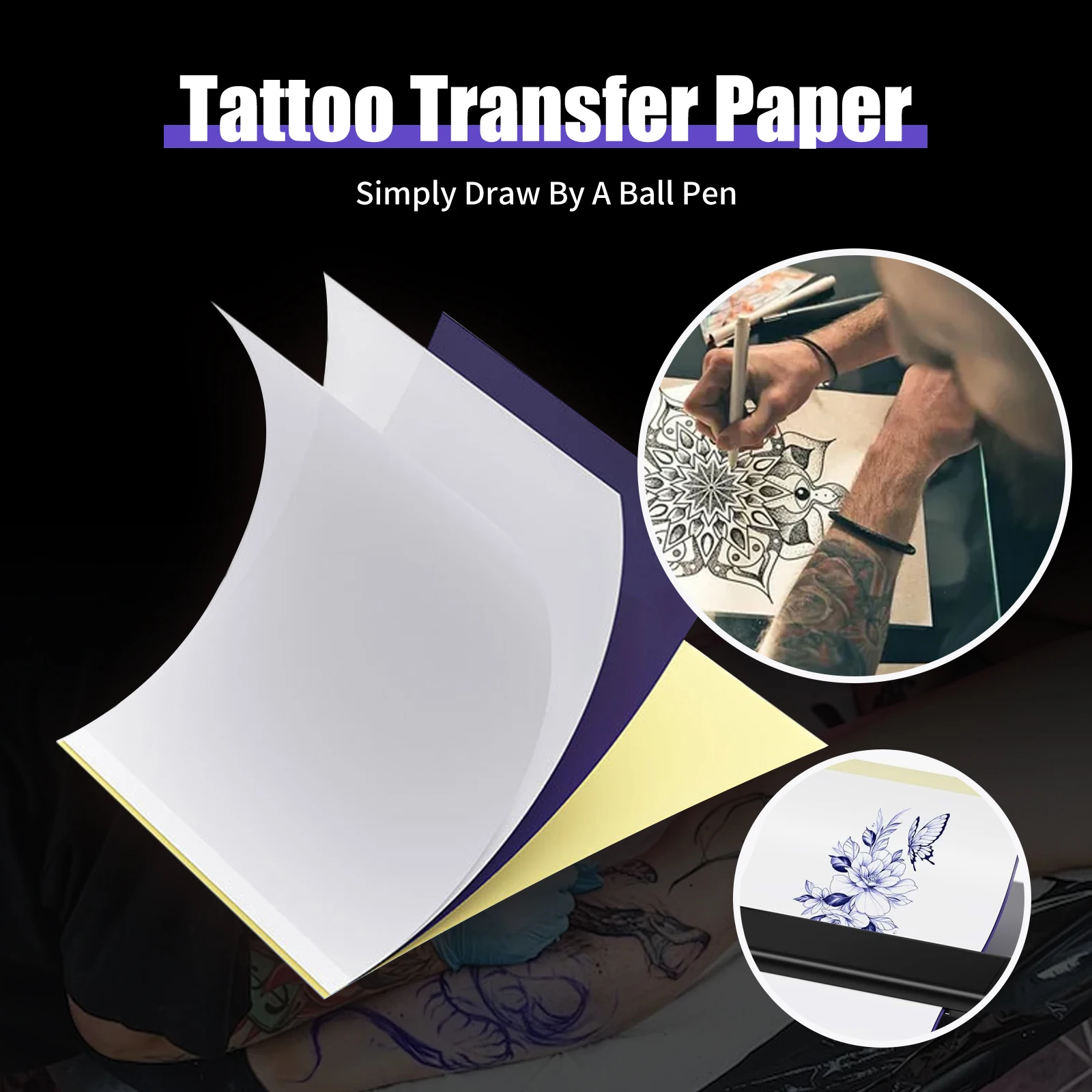 DQFART 10/50/30/100 Sheets A4 Tattoo Transfer Paper Thermal for Stencil Printer & Tattoo Machine - Reusable Stencil Supplies