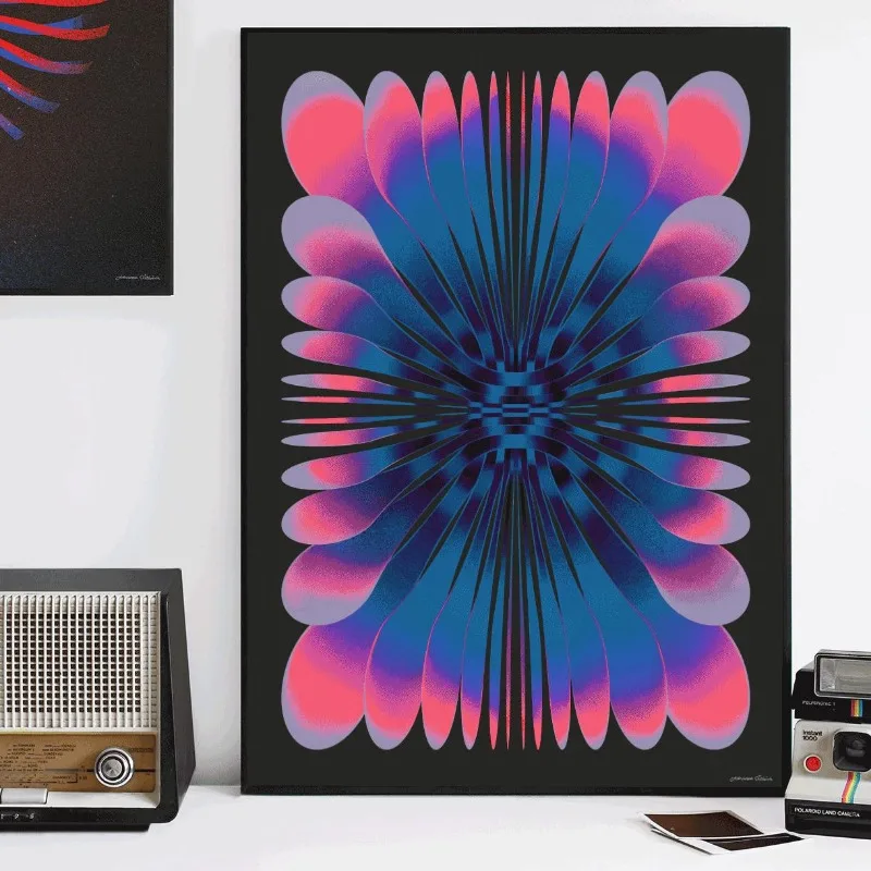Abstract Futurism Wall Art Dark Colorful Character Geometry Canvas Print Trendy Retro Poster for Living Room Home Decor Gift