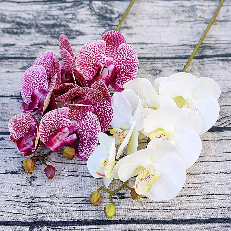 Artificial Phalaenopsis 3D Small Butterfly Orchid 6 Heads Fake Flower Home Drapery Wall Wedding Decoration Festival Diy Wreath
