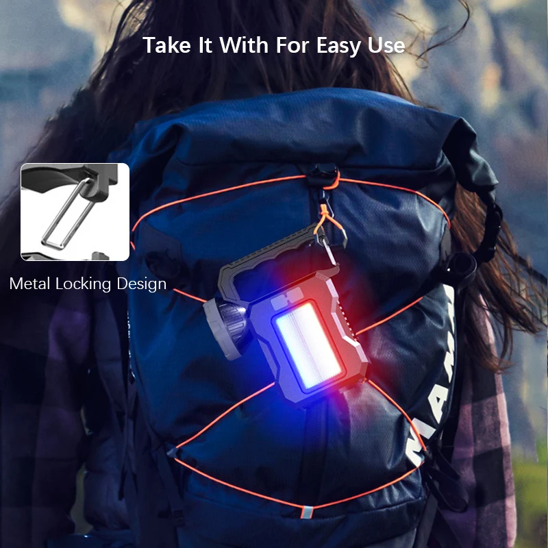Solar Portable Powerful Rechargeable Flashlight Searchlight With COB Work Light Lantern Outdoor Camping Lamp Hiking Fishing Emer