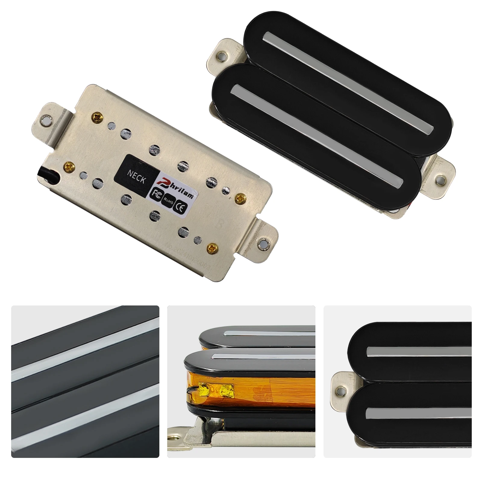 Phrilam Pro Super Power Electric Guitar Hot Dual Rails Pickup Humbucker Pickup 14.1K Black Guitar Parts