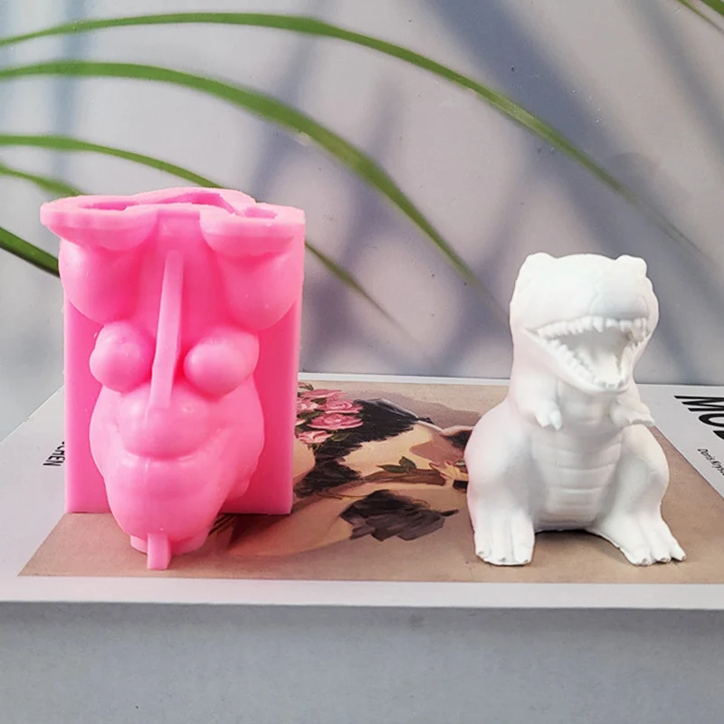Dinosaur Silicone Mold DIY Cement Plaster Desktop Ornament Dinosaur Candle Mold