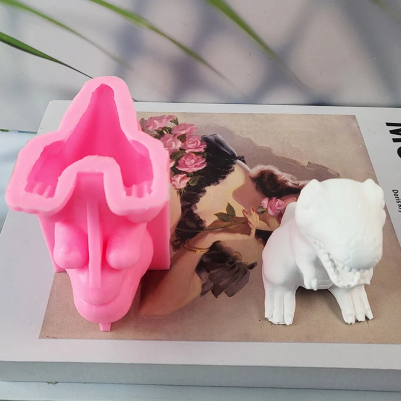 Dinosaur Silicone Mold DIY Cement Plaster Desktop Ornament Dinosaur Candle Mold