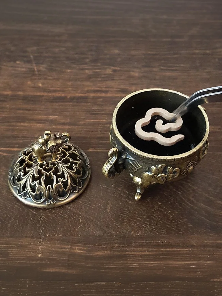 Elephant Lucky Incense Burner Metal Lotus Incense Burner Bowl Incense Holder With Handle Yoga Meditation Home Decor AncientStyle