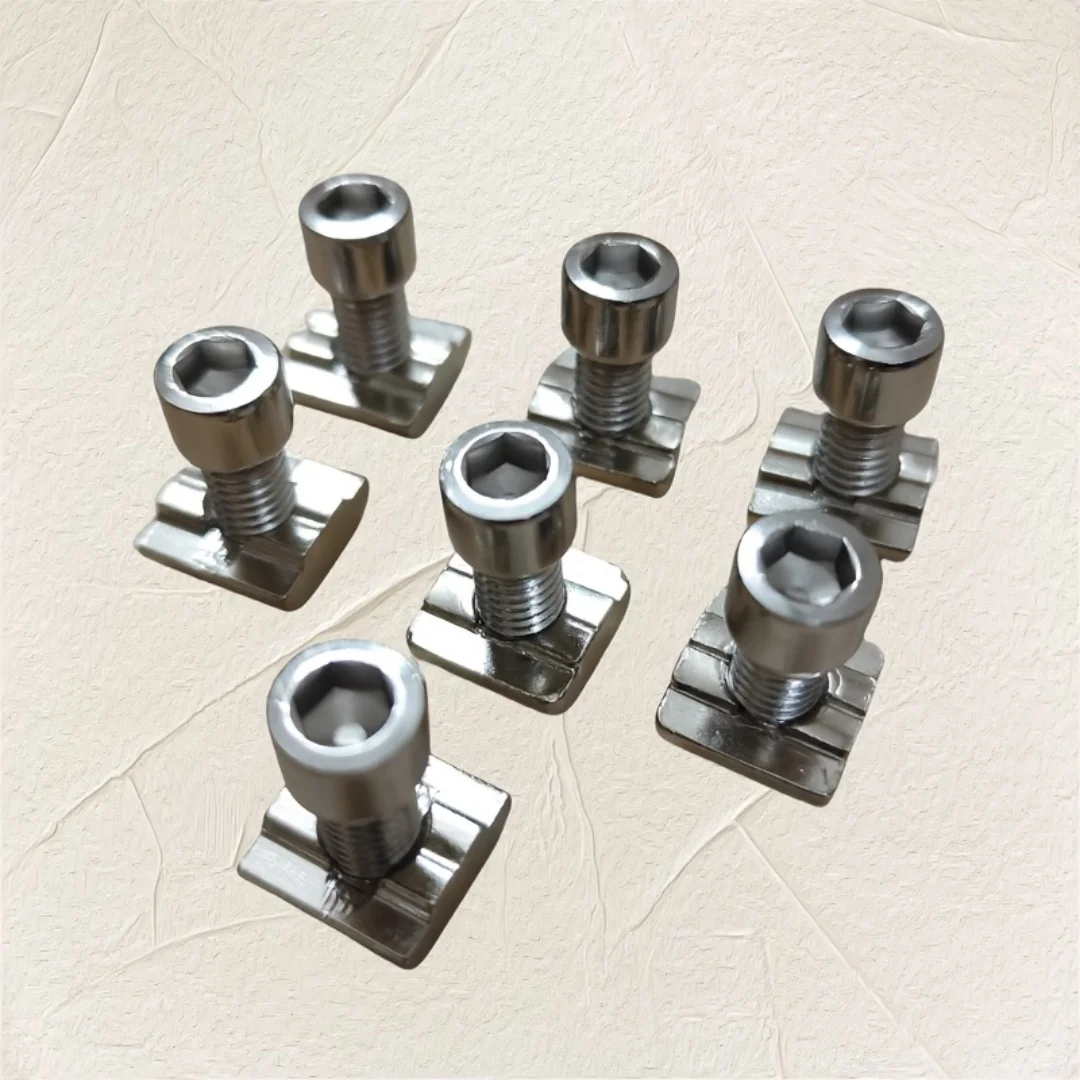 50 Pieces 25 Sets Stainless Steel M8 T-Slot Nut Set Slider Nut Industrial Aluminum Profile Accessories Spring Clip