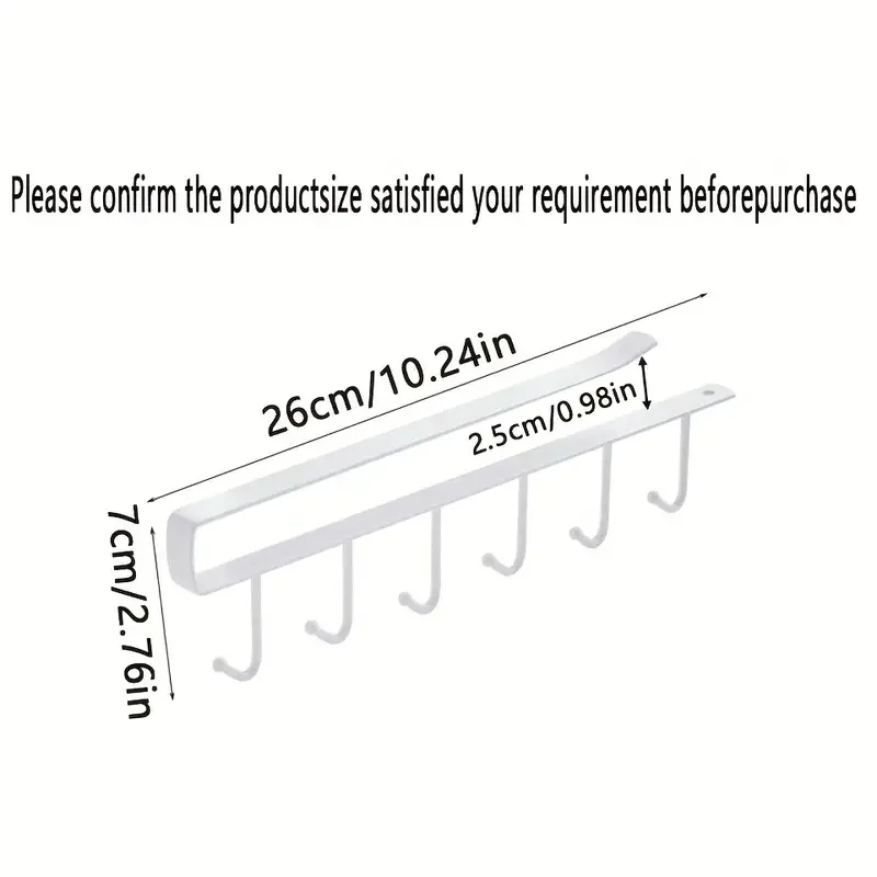Wall-mounted Hat Storage Rack Iron Storage Hanger with 6 Hooks Portable Multi-functional Wardrobe Storage Hanger Door Hat Holder