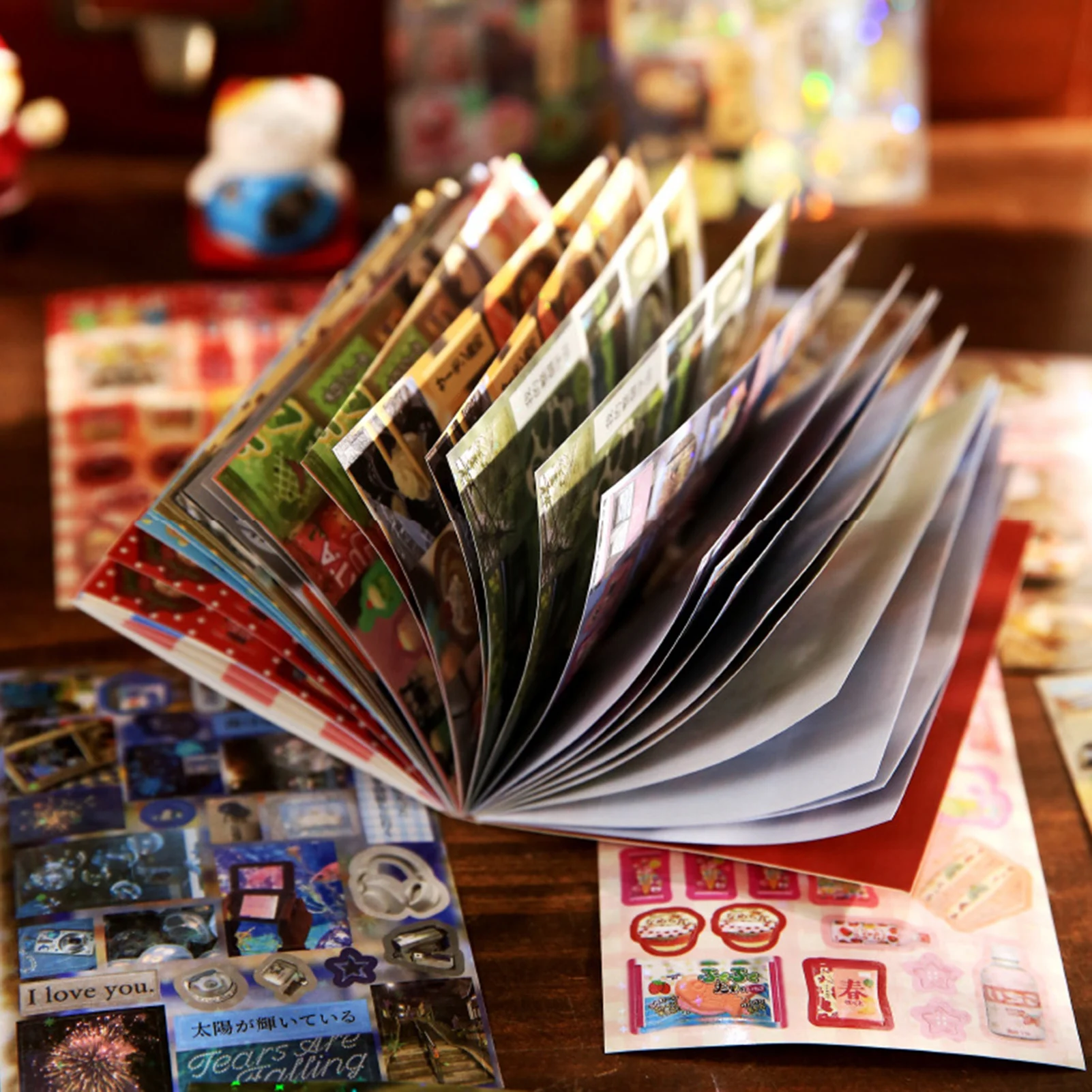 Stickers Book Kawaii Japanese Style Glitter Film Die-cutting Sticker Book Diy Handmade Scrapbook Aesthetic Stationery