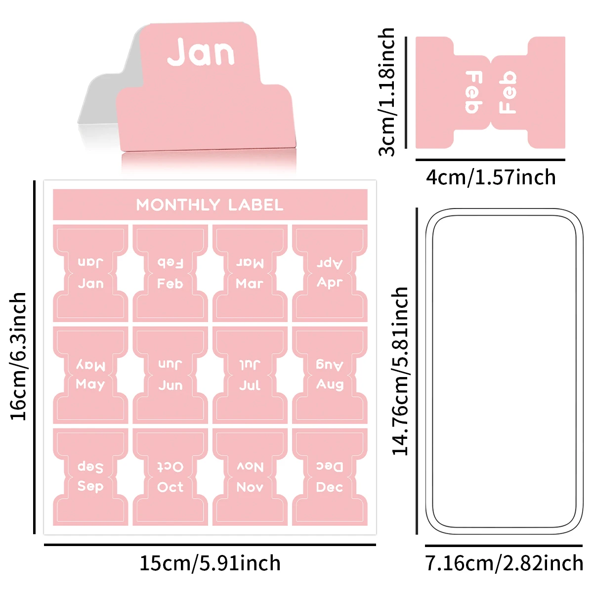 5 Sheets 2 Color Self-adhesive Stamping Labels Monthly Planner Tabs Book Notes Calendar Sticky Tags Office Pad Study Journal