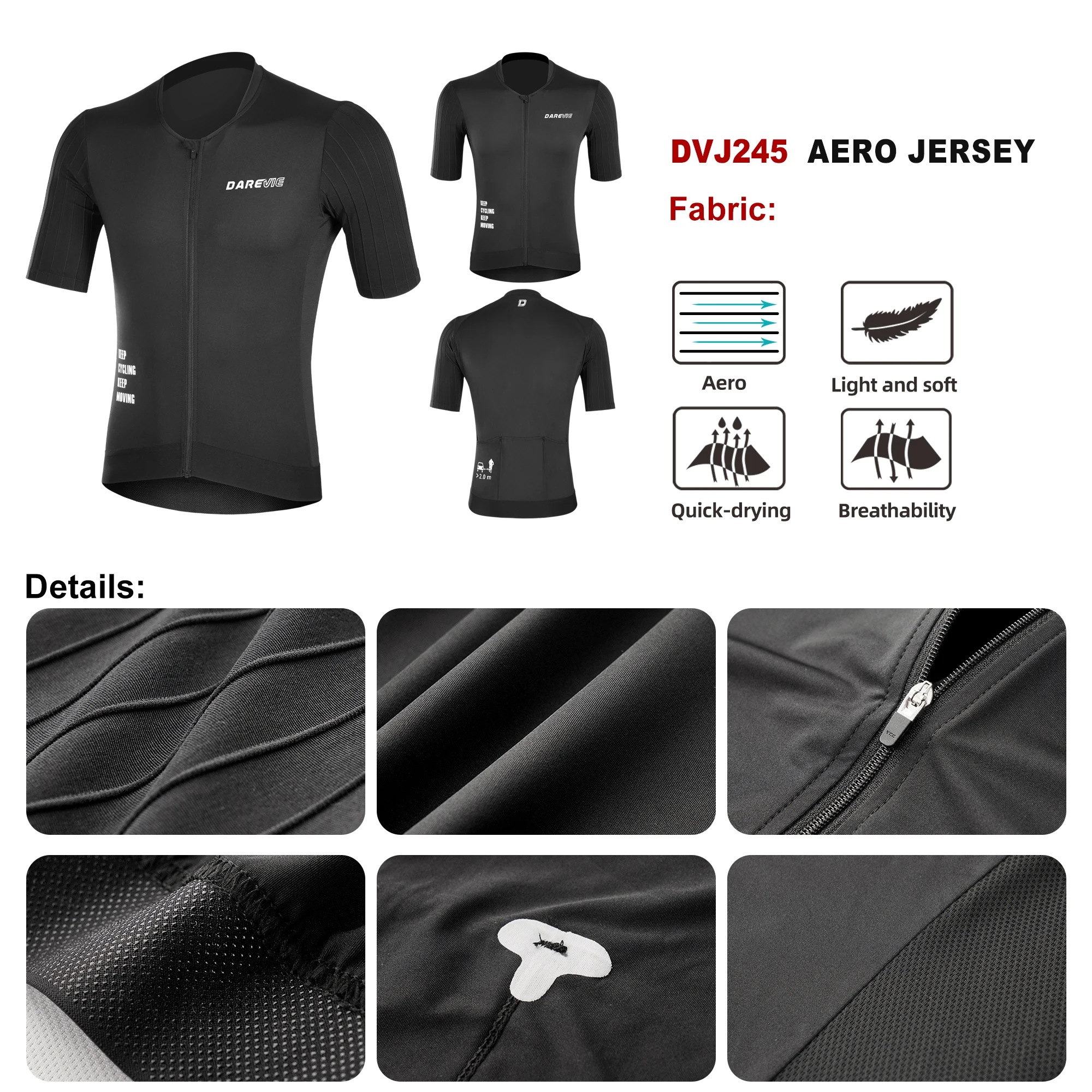 DAREVIE Aero Man Cycling Maillot Reduce Resistance PRO Level Cycling Jersey Anti-UV 40+ Moisture-Wicking Men's Cycling Clothing