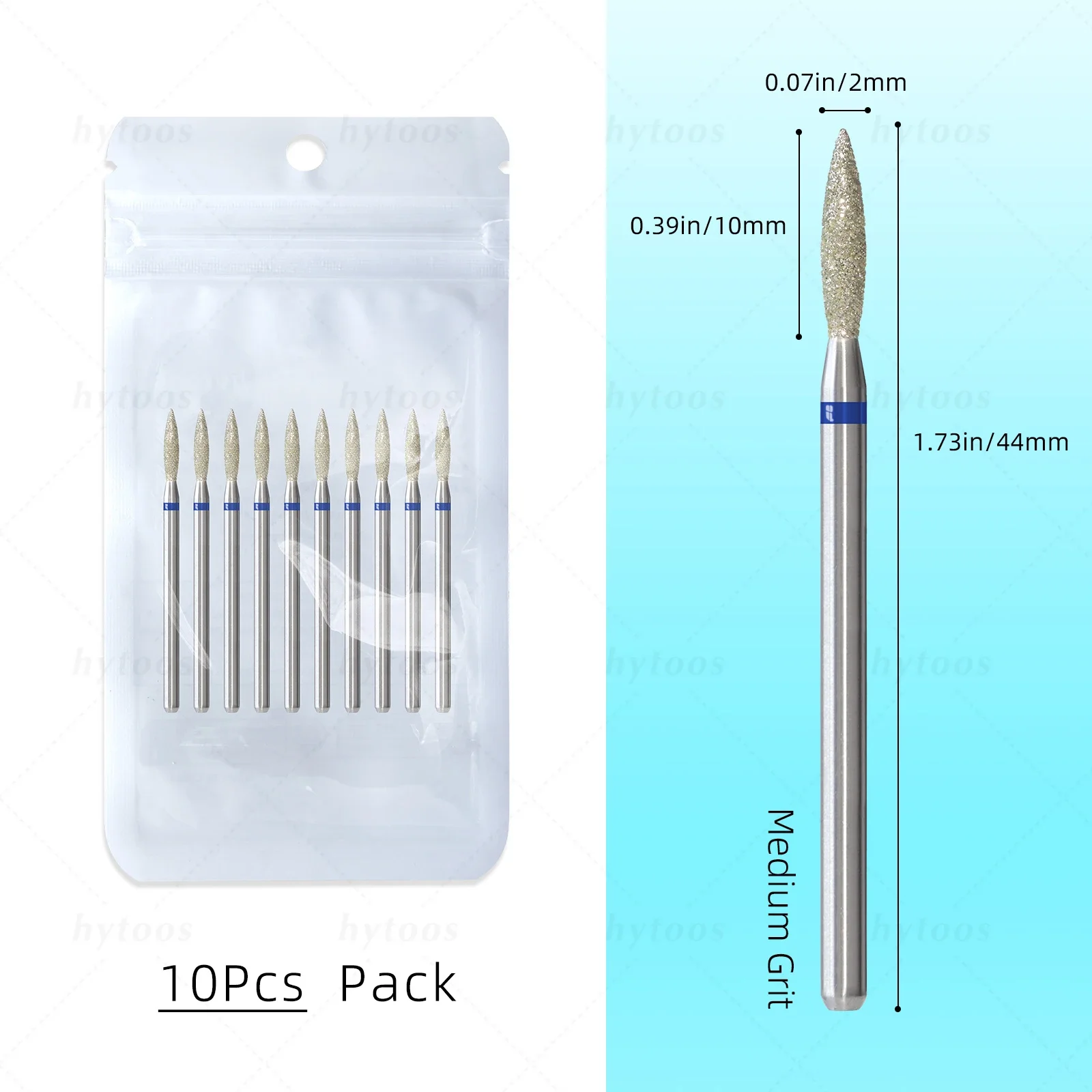 HYTOOS 10Pcs/Pack Diamond Nail Drill Bits Pro Russian Cuticle Clean Bit for Nail Dead Skin Cuticle Cleaner Pre-treatment Tools