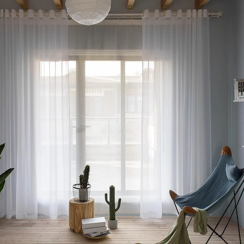 Home Decor White Tulle Sheer Curtains for Living Room Bedroom Dining Decor Window Semi Shading Treatment Voile Drape Luxury Door