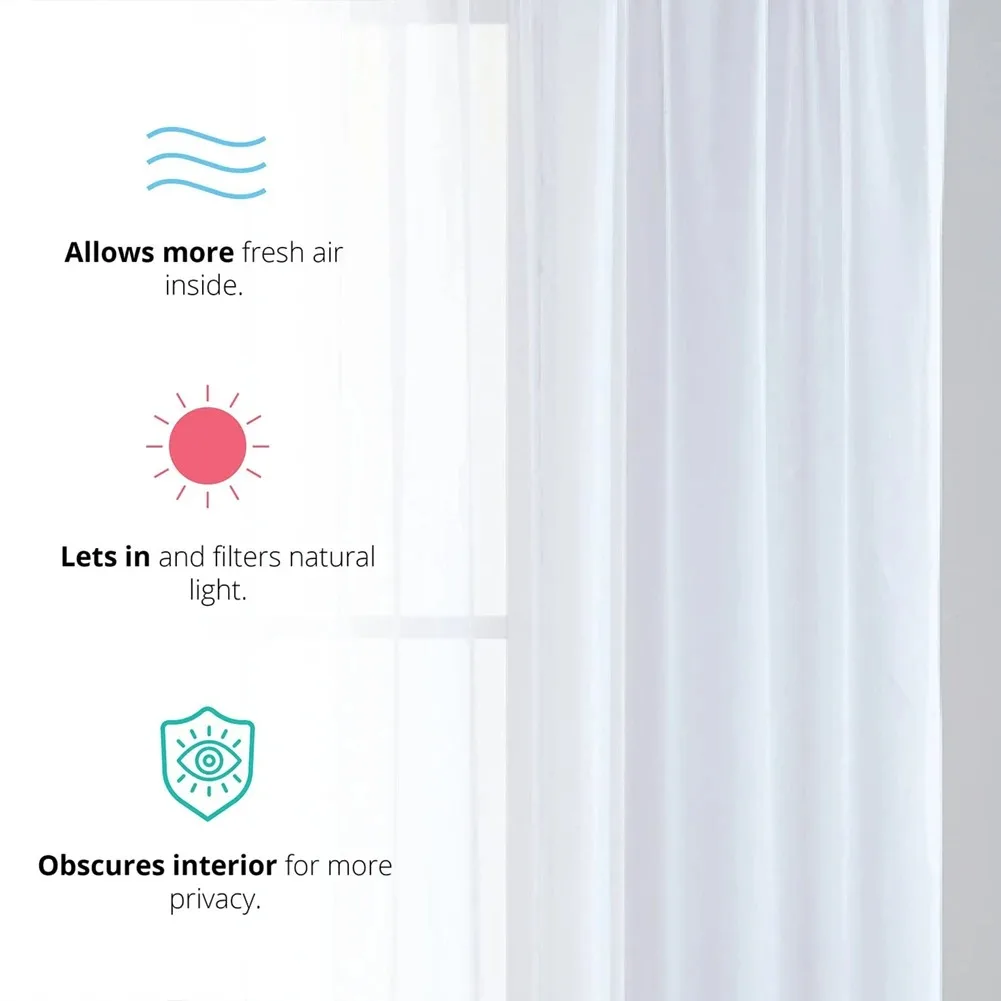 Home Decor White Tulle Sheer Curtains for Living Room Bedroom Dining Decor Window Semi Shading Treatment Voile Drape Luxury Door