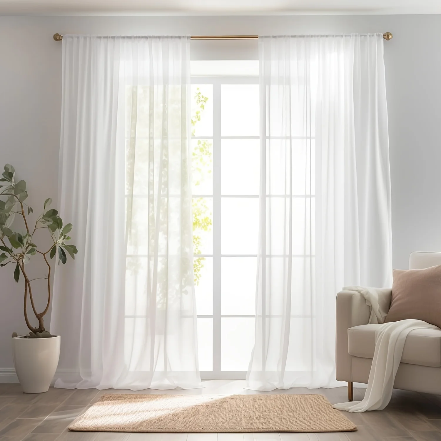 Home Decor White Tulle Sheer Curtains for Living Room Bedroom Dining Decor Window Semi Shading Treatment Voile Drape Luxury Door