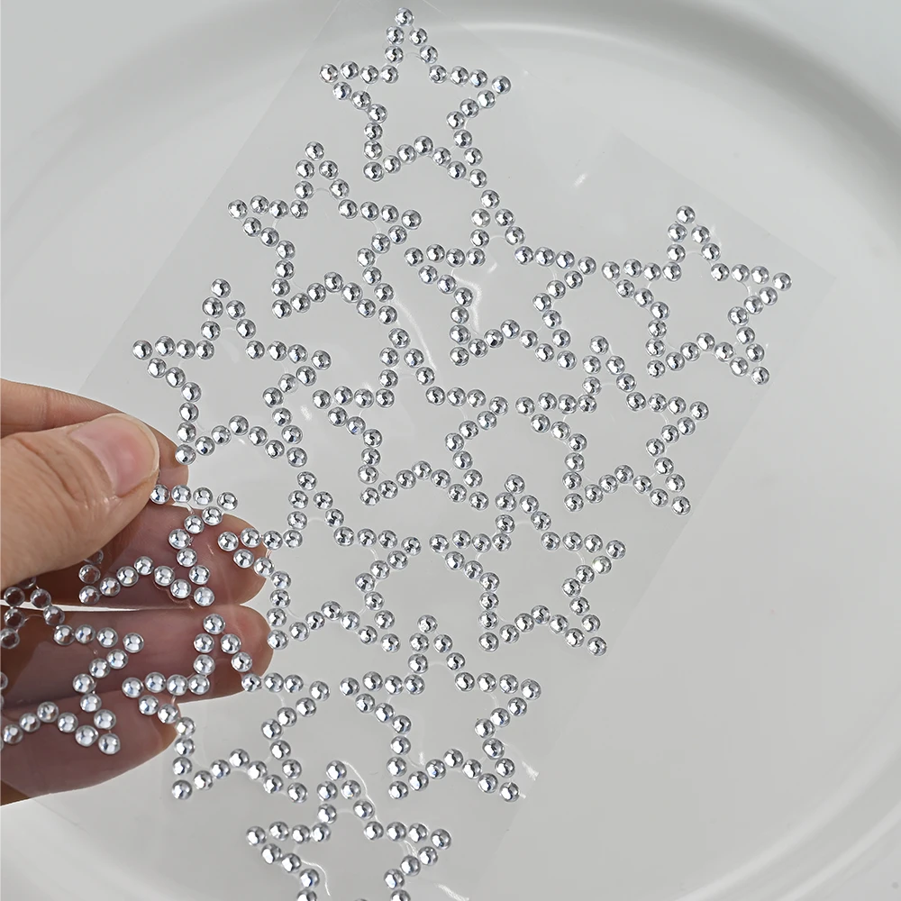 5D Clear Star Self Adhesive Face Gem Stickers Temporary Tattoo Shiny Hollow Star Hair/Face/Body Gems Jewels Craft DIY Decoration