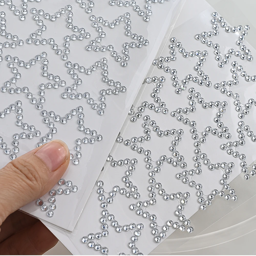 5D Clear Star Self Adhesive Face Gem Stickers Temporary Tattoo Shiny Hollow Star Hair/Face/Body Gems Jewels Craft DIY Decoration