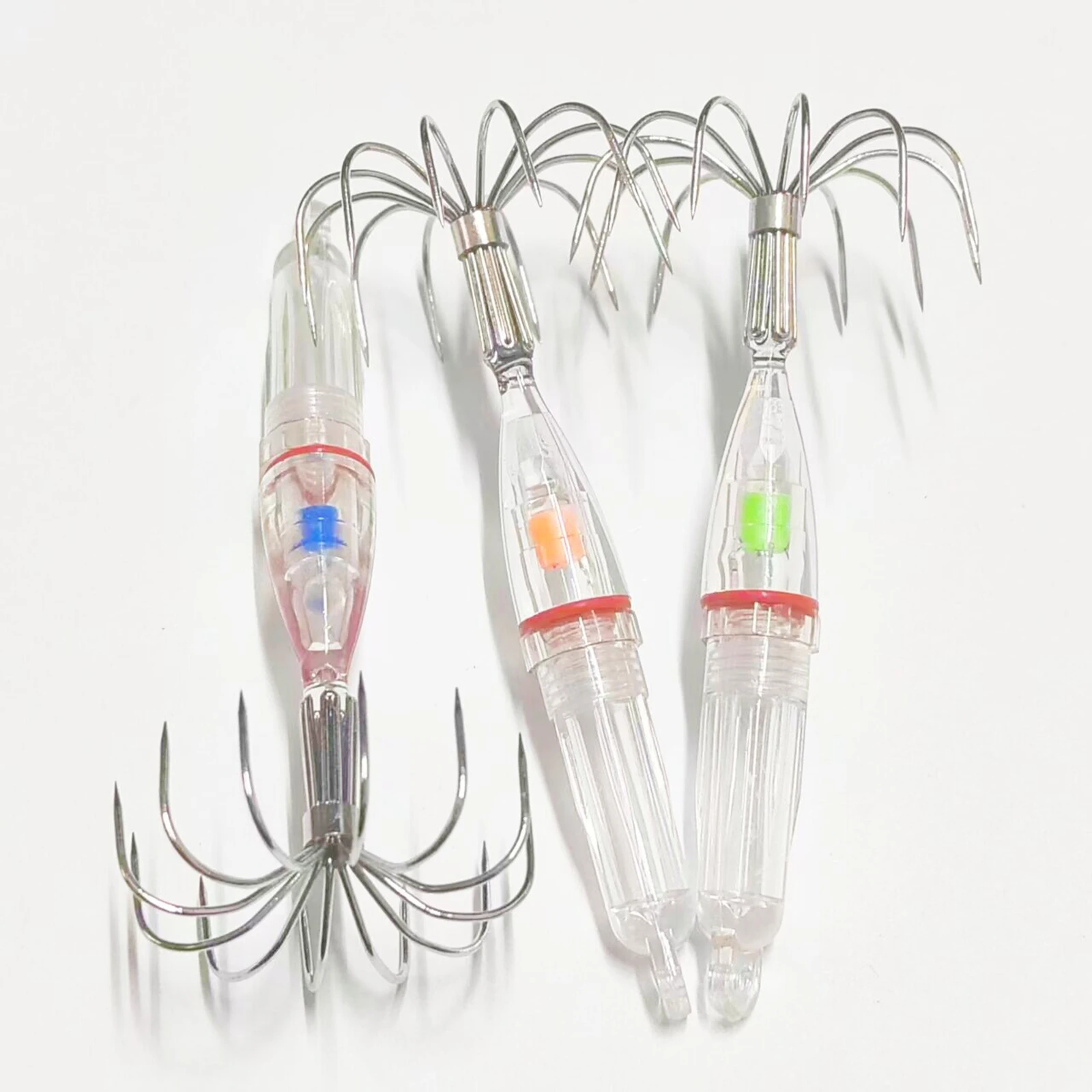 Squid Fishing Hooks with LED lights Lures Fishhooks Light Easy to Use with Anti-Corrosion Materials Lamp Tools 1-2pcs