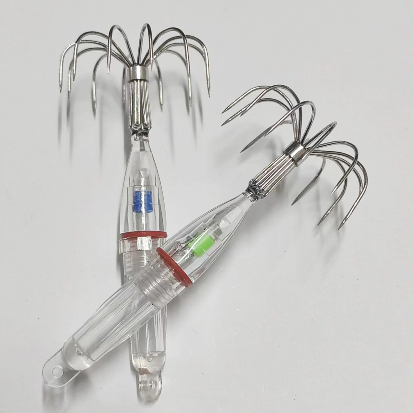 Squid Fishing Hooks with LED lights Lures Fishhooks Light Easy to Use with Anti-Corrosion Materials Lamp Tools 1-2pcs