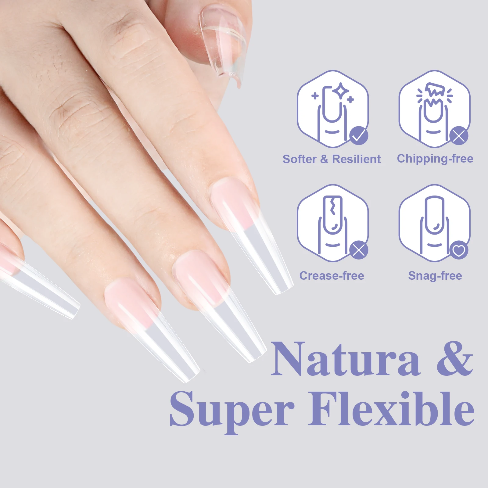 160/320pcs False Nails Full Cover Press-On Nails Coffin Stiletto Soft Gel False Nails Pieces for DIY Nail Extension salon tools