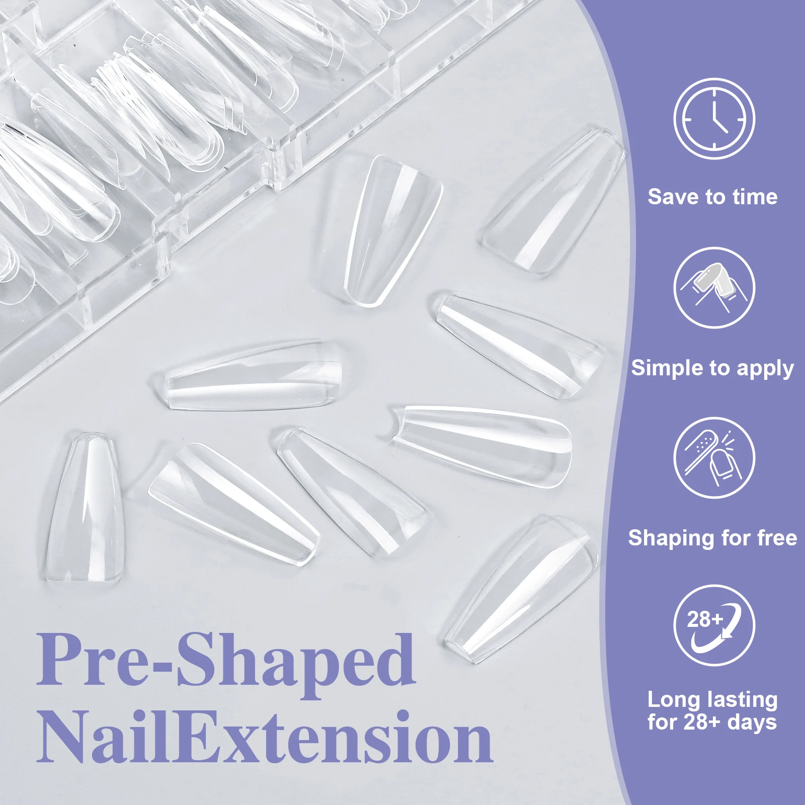 160/320pcs False Nails Full Cover Press-On Nails Coffin Stiletto Soft Gel False Nails Pieces for DIY Nail Extension salon tools