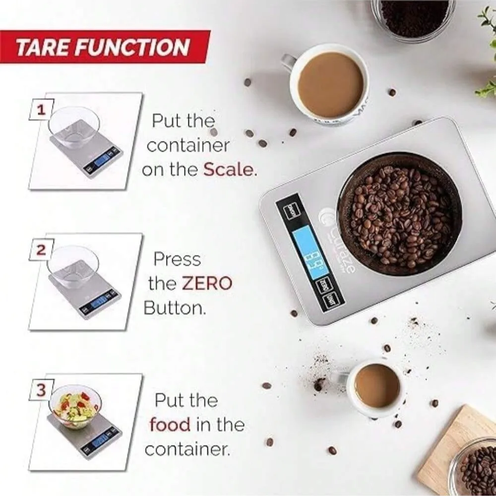 10kg Kitchen Scale,Digital Kitchen Scale with Tare Function, Electronic Coffee Brewing Scale, LCD Display Stainless Steel Screen