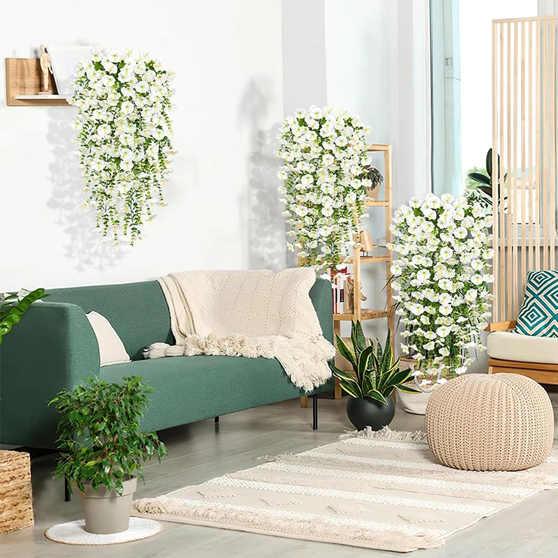 1/2Pc 75cm Artificial Flowers Wall Hanging Faux Violet Plants Hanging Fake Flower Vines for Home Decor Garden Wedding Decoration