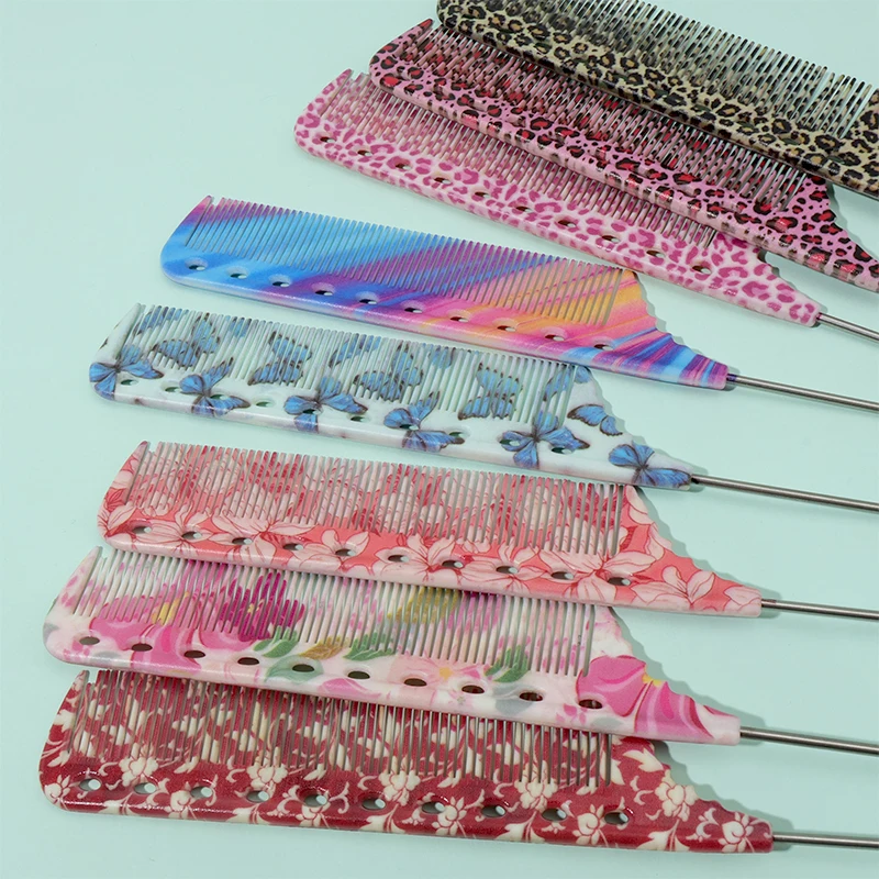 1pc/3pcs/8pcs 8 Unique Colorful Anti-Static Rat Tail Combs - Durable & Stylish, Leopard/Neon/Floral & More Patterns Available
