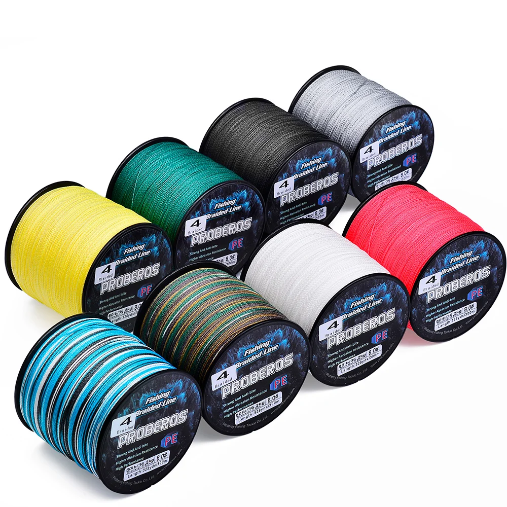 PROBEROS 300M 4 Strands Braided Multifilament Fishing Line Durable Long Casting Bass Carp Freshwater Saltwater Fishing Wholesale
