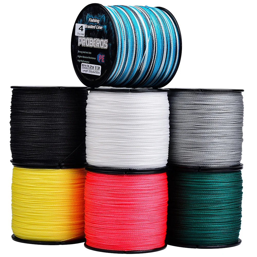PROBEROS 300M 4 Strands Braided Multifilament Fishing Line Durable Long Casting Bass Carp Freshwater Saltwater Fishing Wholesale
