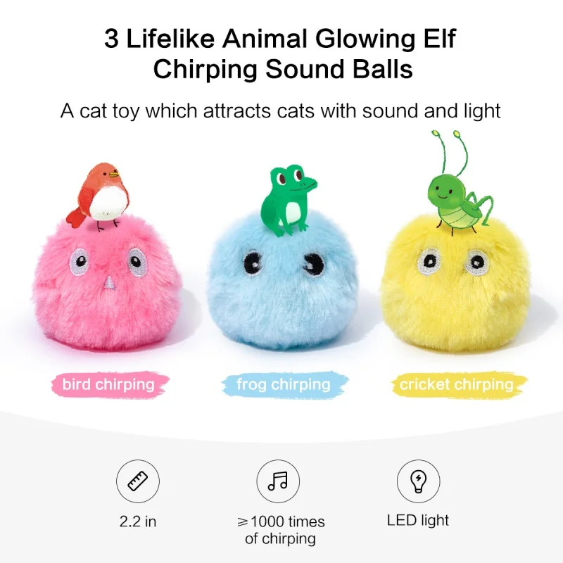 Interactive Ball Smart Cat Toys Plush Electric Catnip Training Toy Kitten Touch Sounding Pet Product Squeak Toy Ball